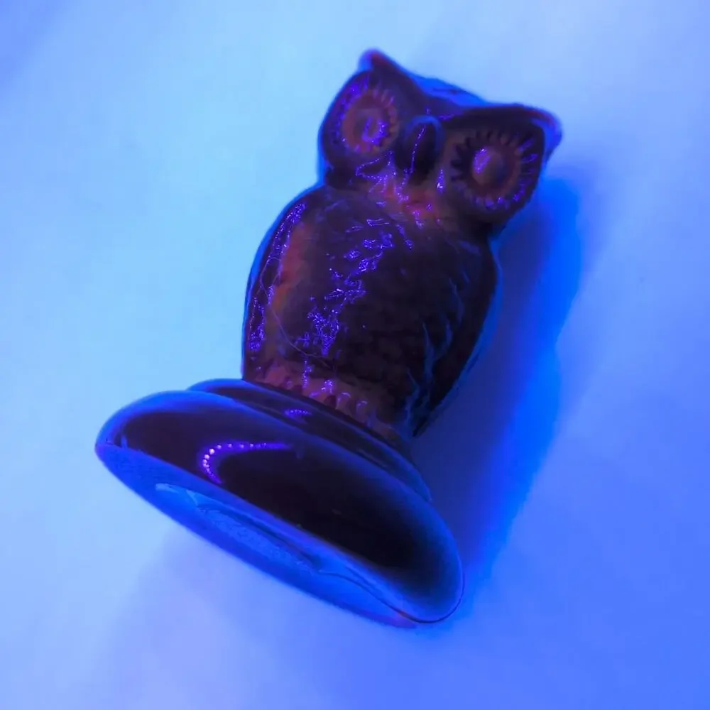 Vintage 1980s Boyd's Art Glass Miniature Owl Dark Brown Collectible Figure 2in